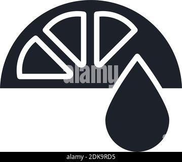 Fresh lemon juice, orange juice icon. Black isolated silhouette. Fill solid icon. Modern minimalistic design. Vector illustration. Fruits. Stock Vector