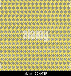 Vector yellow grey tribal style arrow seamless pattern background. Painterly chevrons in horizontal rows weave effect backdrop. Hand drawn design Stock Vector