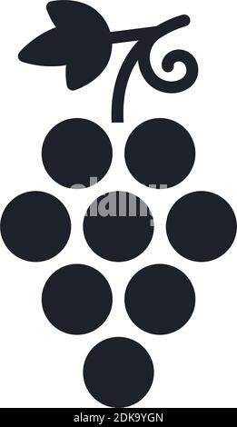 Grapes. Grape icon. Black isolated silhouette. Fill solid icon. Modern minimalistic design. Vector illustration. Fruits. Stock Vector