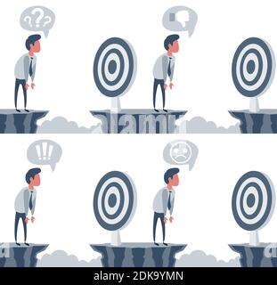 Businessman in front of a gap and looking for the target Stock Vector