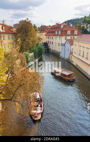 Praha, Certovka (Devil's Canal), boat in Mala Strana, Lesser Town, Praha, Prag, Prague, Czech Stock Photo