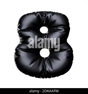 English alphabet black balloon digit font number character 8 eight on white background. Holidays and education concept. 3d rendering illustration Stock Photo