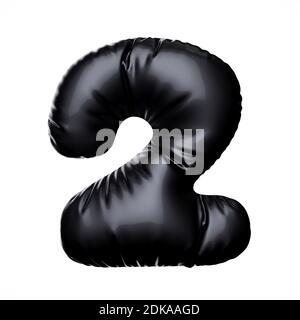 English alphabet black balloon digit font number character 2 two on white background. Holidays and education concept. 3d rendering illustration Stock Photo