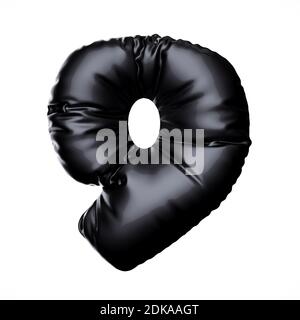 English alphabet black balloon digit font number character 9 nine on white background. Holidays and education concept. 3d rendering illustration Stock Photo