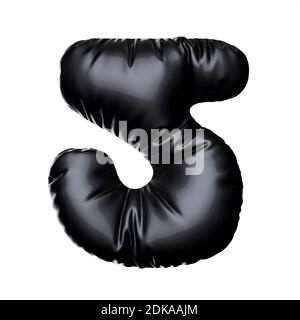 English alphabet black balloon digit font number character 5 five on white background. Holidays and education concept. 3d rendering illustration Stock Photo