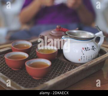Close-up Of Tea In Cups On Table