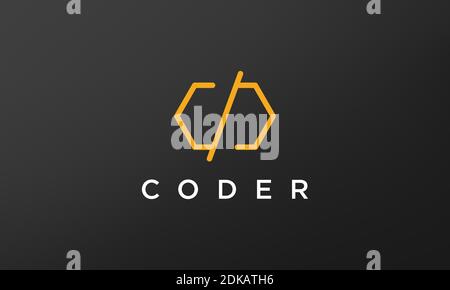 programming code technology logo in a simple and modern style Stock Vector