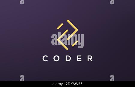 programming code technology logo in a simple and modern style Stock Vector