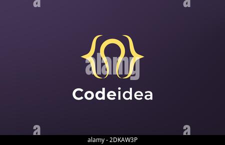 simple and modern power code logo Stock Vector
