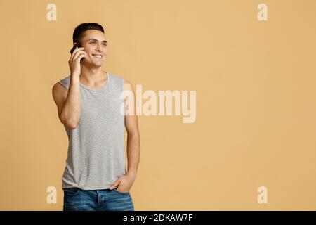 Modern communication and important call during self-isolation at home Stock Photo