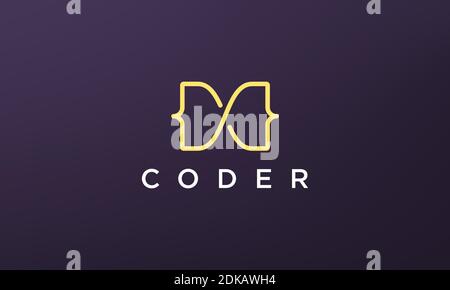 programming code technology logo in a simple and modern style Stock Vector