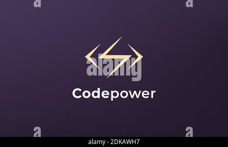 simple and modern power code logo Stock Vector