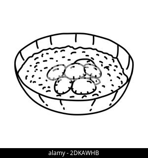 New England Clam Chowder Icon. Doodle Hand Drawn or Outline Icon Style Stock Vector