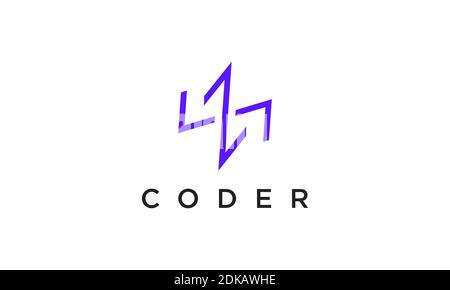 programming code technology logo in a simple and modern style Stock Vector