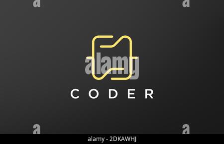 programming code technology logo in a simple and modern style Stock Vector