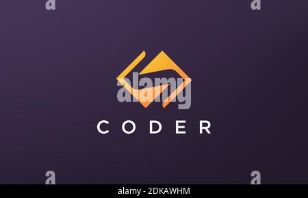 programming code technology logo in a simple and modern style Stock Vector