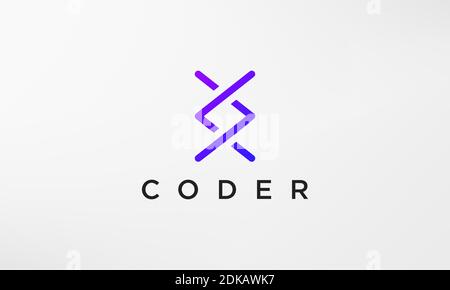 programming code technology logo in a simple and modern style Stock Vector