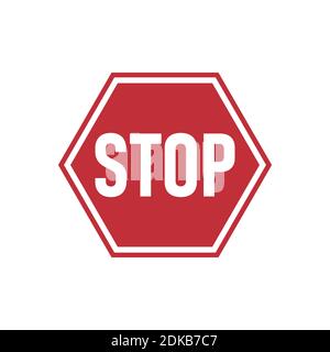 Red stop sign icon vector illustration. Red stop sign icon with text flat icon for apps and websites Stock Vector