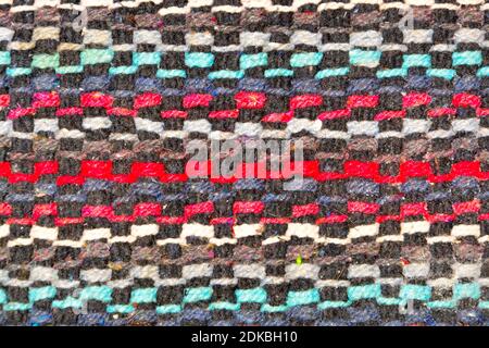 Black Striped Blue Red White Fabric Background Clouseup