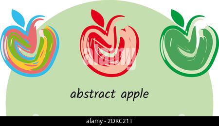 set of abstract isolated apple icons, art logo, vector illustration Stock Vector