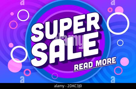 Super sale banner design. Purple discount deal background  Stock Vector