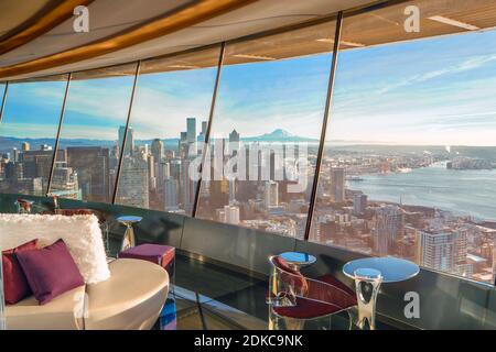 A View of downtown Seattle from the Space Needle Stock Photo