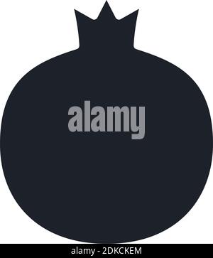 Pomegranate icon. Black isolated silhouette. Fill solid icon. Modern minimalistic design. Vector illustration. Fruits. Stock Vector