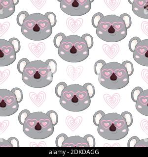 Seamless Cute Cartoon Koala Pattern Vector Stock Vector