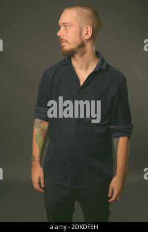 Finnish man against gray background Stock Photo