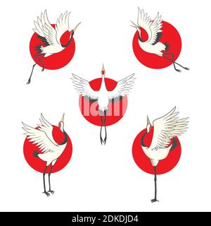 Crane bird set. illustration on white background Stock Vector Image ...