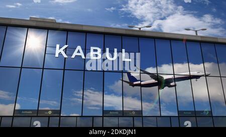 Jet Aircraft Landing At Kabul Afghanistan 3d Rendering Illustration Arrival In The City With The Glass Airport Terminal And Reflection Of The Plane Stock Photo Alamy [ 273 x 450 Pixel ]