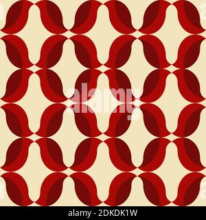 Repeating, seamless pattern of abstract red birds on cream background.  Ideal for wrapping paper or greeting card design for Christmas holidays. Stock Vector