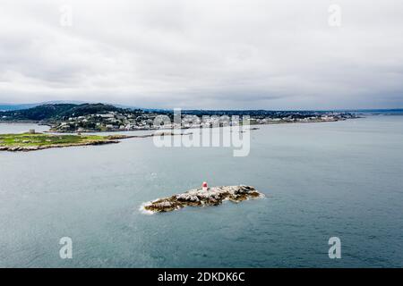 Aerial view of The Muglins Lighthouse in County Dublin, Ireland Stock Photo