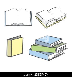 Stack of multi colored books. Vector illustration. Stock Vector