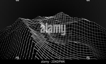 Black and metal plexus structure background. Connection concept, 3d render illustration Stock Photo