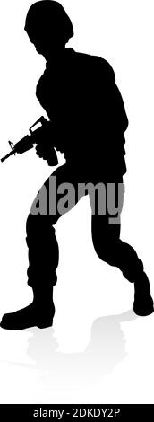 Soldier Detailed High Quality Silhouette Stock Vector