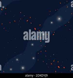 Night sky with snow and stars. Seamless pattern. Merry Christmas and Happy New Year magic background. Stock Vector
