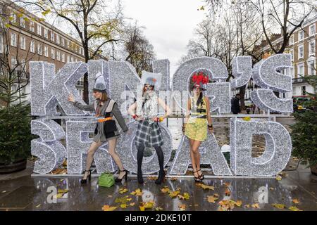 During lockdown, Fashion designer, Pierre Garroudi has models walk down Chelsea's Kings Road for impromptu fashion show Featuring: Atmosphere Where: London, United Kingdom When: 14 Nov 2020 Credit: Phil Lewis/WENN