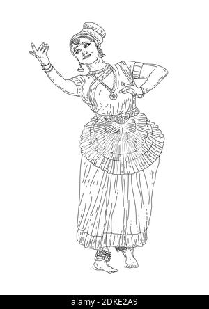Premium Vector | Mohiniyattam dancing girl illustration kerala