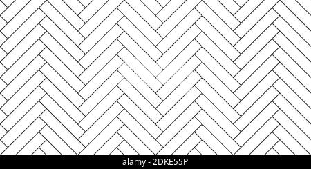Black line vintage herringbone wooden floor. Vector monochrome seamless pattern. Parquet design texture Stock Vector