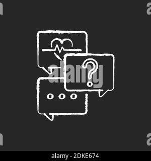 Free question to specialist chalk white icon on black background Stock Vector
