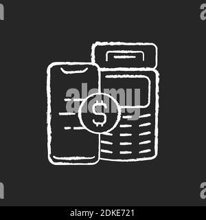 Pay service chalk white icon on black background Stock Vector