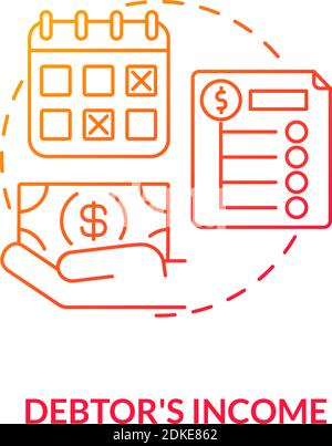 Debtor income red gradient concept icon Stock Vector