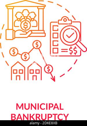 Municipal bankruptcy red gradient concept icon Stock Vector