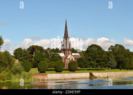 The Chapel of St Mary the Virgin, a grade 1 listed Victorian Gothic Revival Church at Clumber Park, Worksop, Nottinghamshire, UK Stock Photo