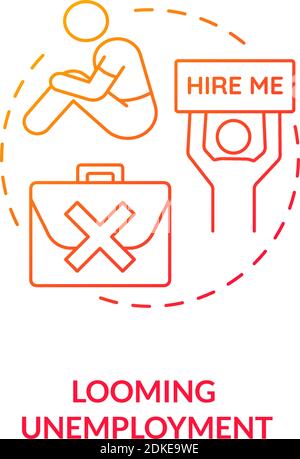 Looming unemployment red gradient concept icon Stock Vector