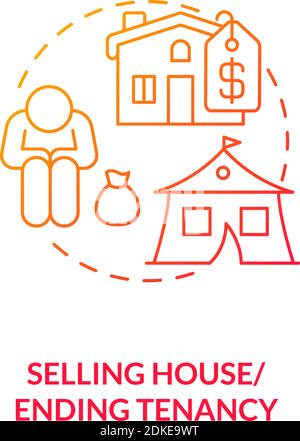 Selling house, ending tenancy red gradient concept icon Stock Vector