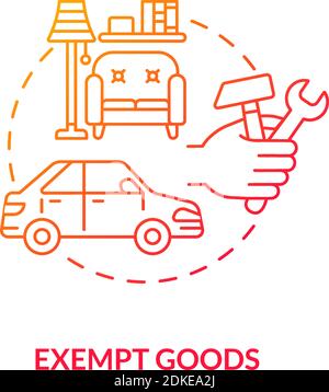 Exempt goods red gradient concept icon Stock Vector