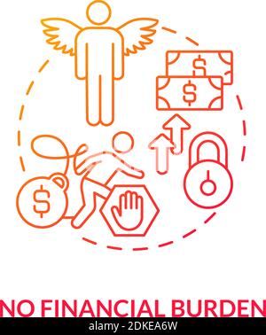 No financial burden red gradient concept icon Stock Vector