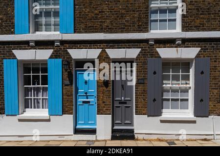 England, Kent, Deal, Colourful Doorway and Shuttered Windows Stock Photo